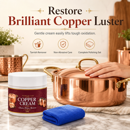 Copper Cleaning Paste 50ml with Towel Set for Copper Pots Cups and Kitchenware Polishing and Oxidation Removal Care