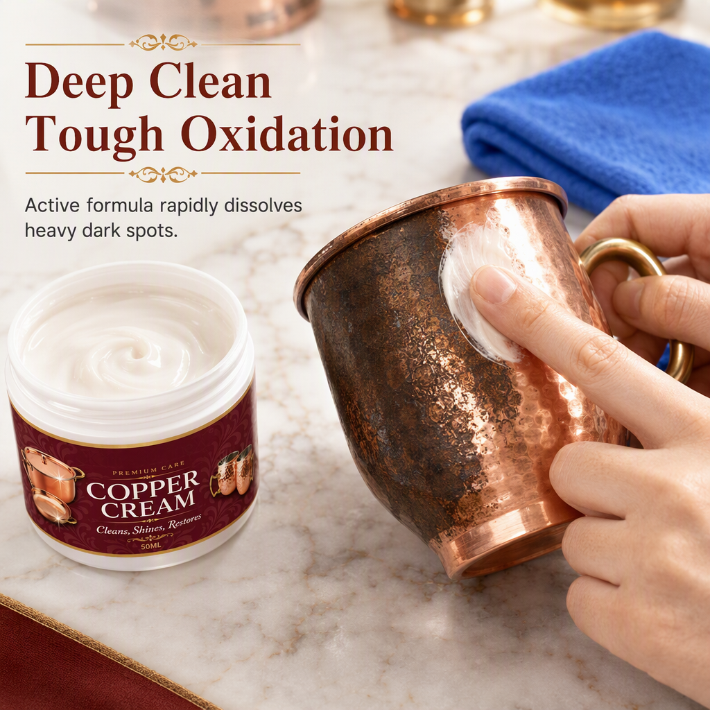 Copper Cleaning Paste 50ml with Towel Set for Copper Pots Cups and Kitchenware Polishing and Oxidation Removal Care