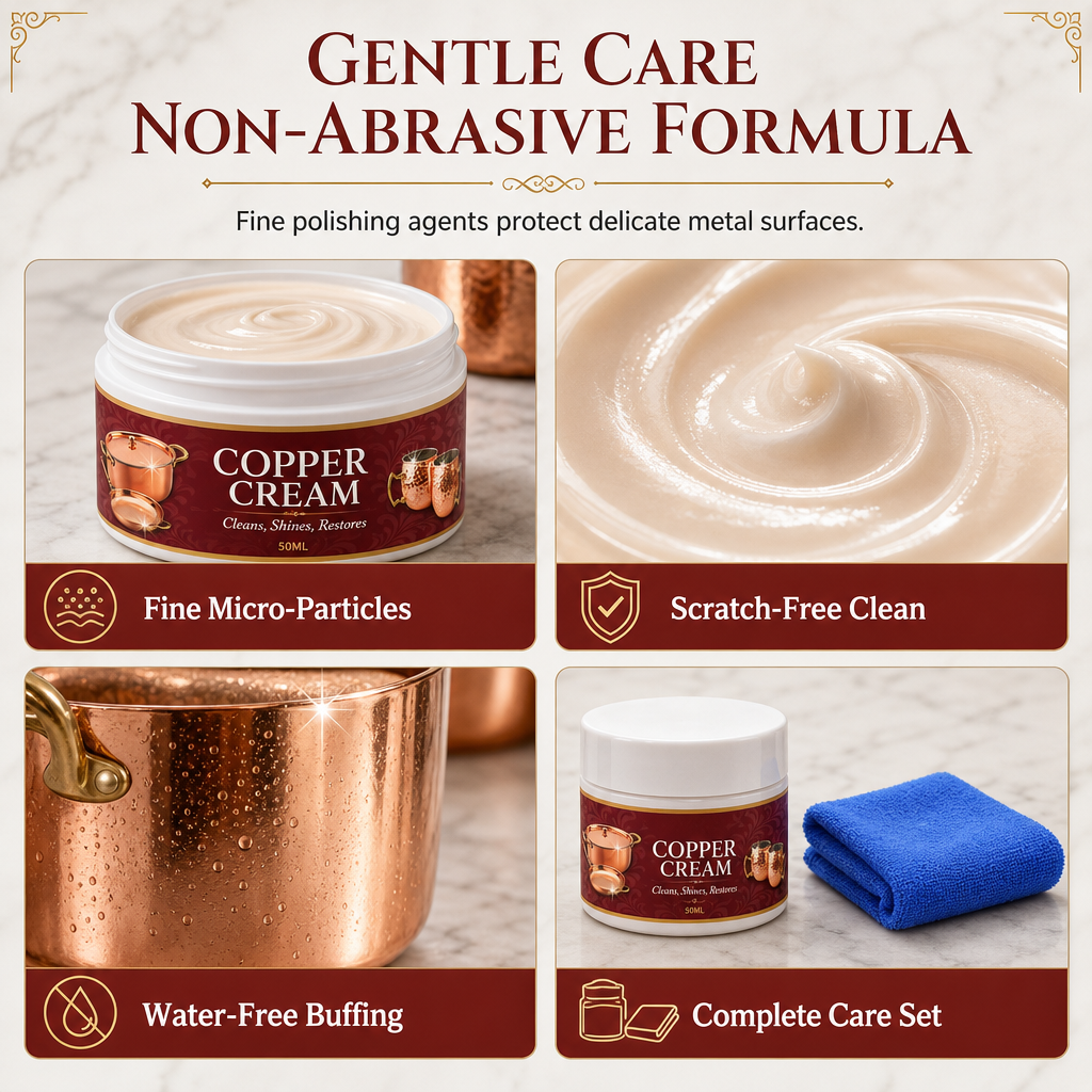Copper Cleaning Paste 50ml with Towel Set for Copper Pots Cups and Kitchenware Polishing and Oxidation Removal Care