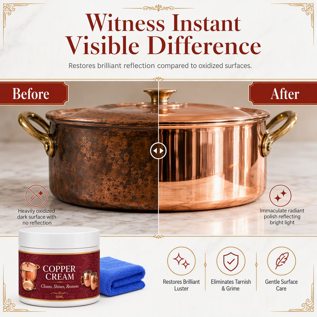 Copper Cleaning Paste 50ml with Towel Set for Copper Pots Cups and Kitchenware Polishing and Oxidation Removal Care