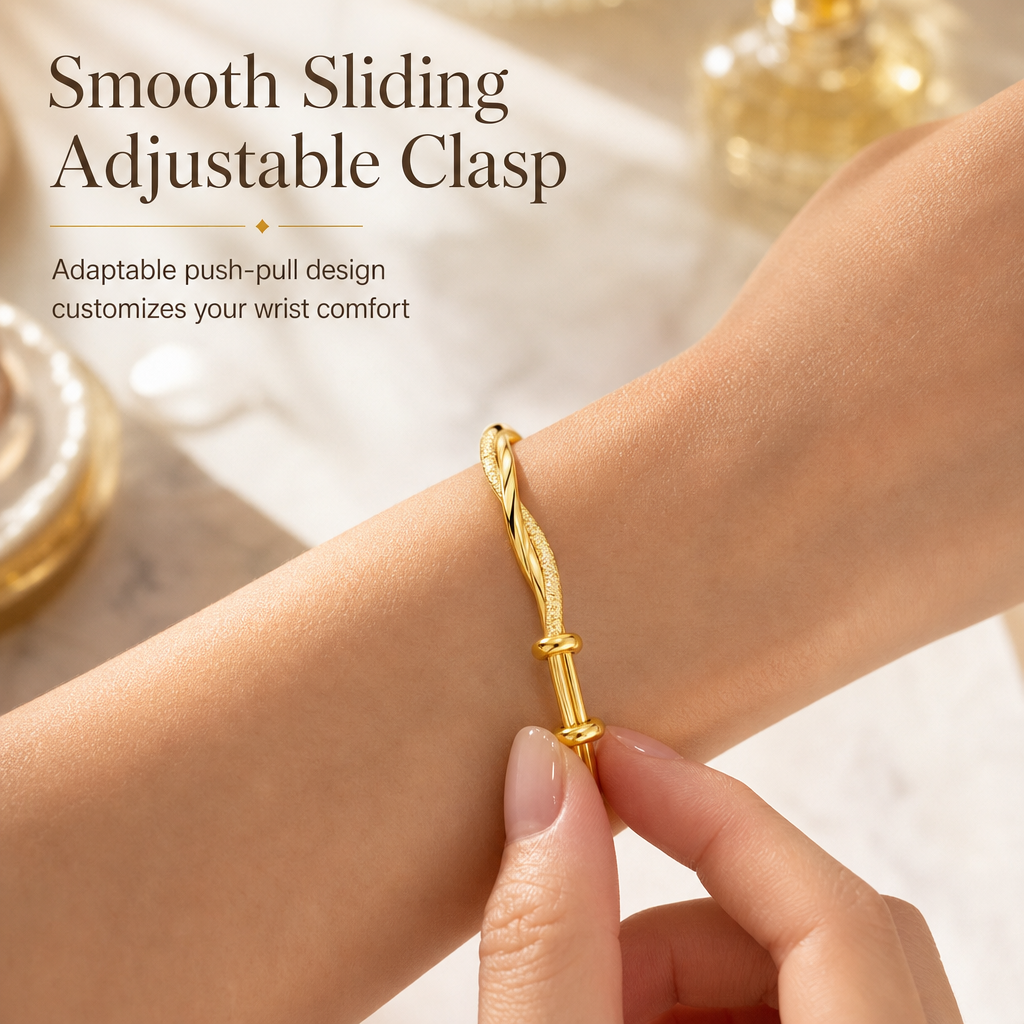 🎁2026 New Arrivals 50% OFF💥 Endless Mobius-twisted bangle – smooth, sliding adjustable clasp & double-textured premium shine 💫