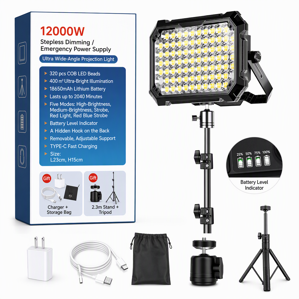 🔥50% OFF✨🔦Ultra-Powerful & Rechargeable Solar LED Camping Light with Tripod— Dual Solar/Type-C Power, Magnetic Mount, and IP66 Water Resistance for Reliable Lighting Anywhere