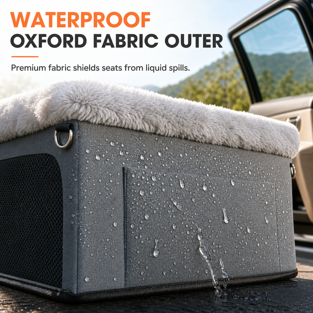 🐕🚗Heavy-Duty Metal-Frame Dog Car Booster Seat | Water- and Scratch-Resistant Oxford Fabric, Built-In Safety Tether🐶