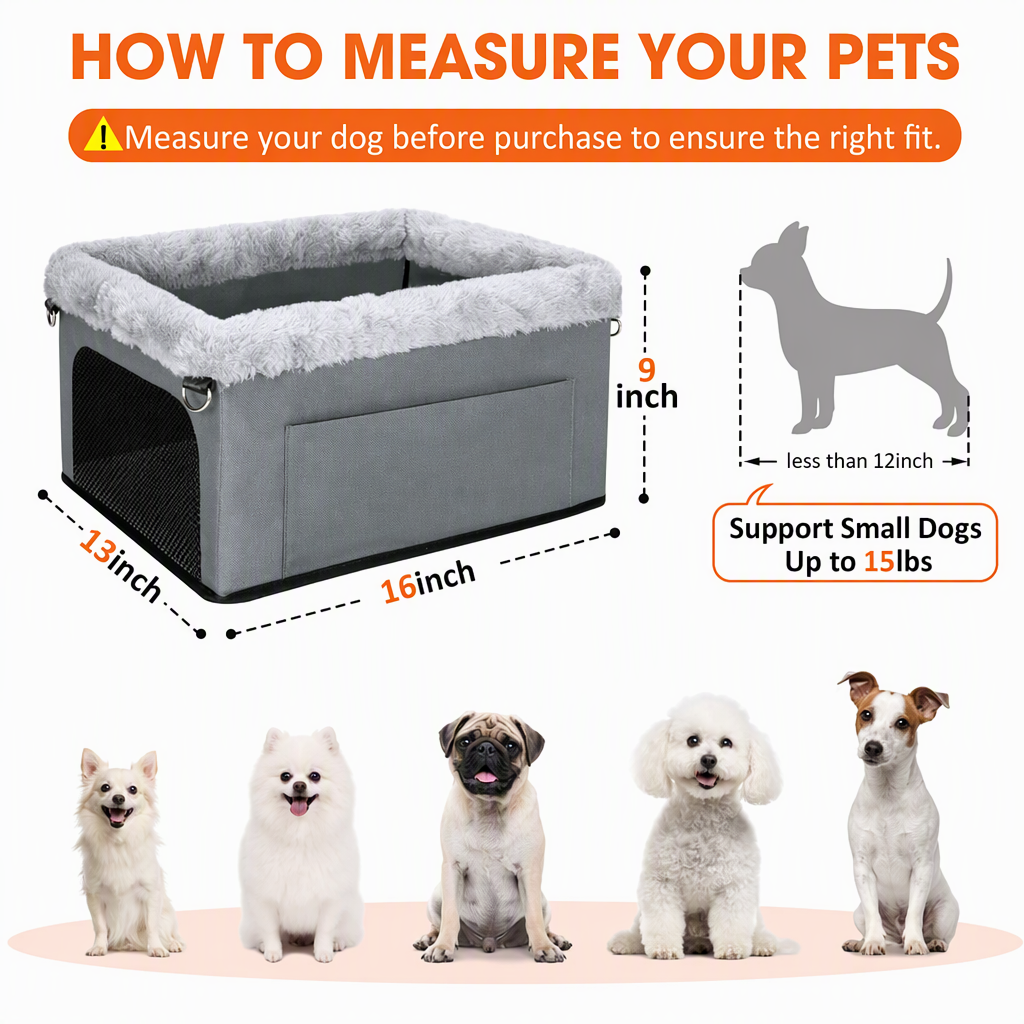 🐕🚗Heavy-Duty Metal-Frame Dog Car Booster Seat | Water- and Scratch-Resistant Oxford Fabric, Built-In Safety Tether🐶