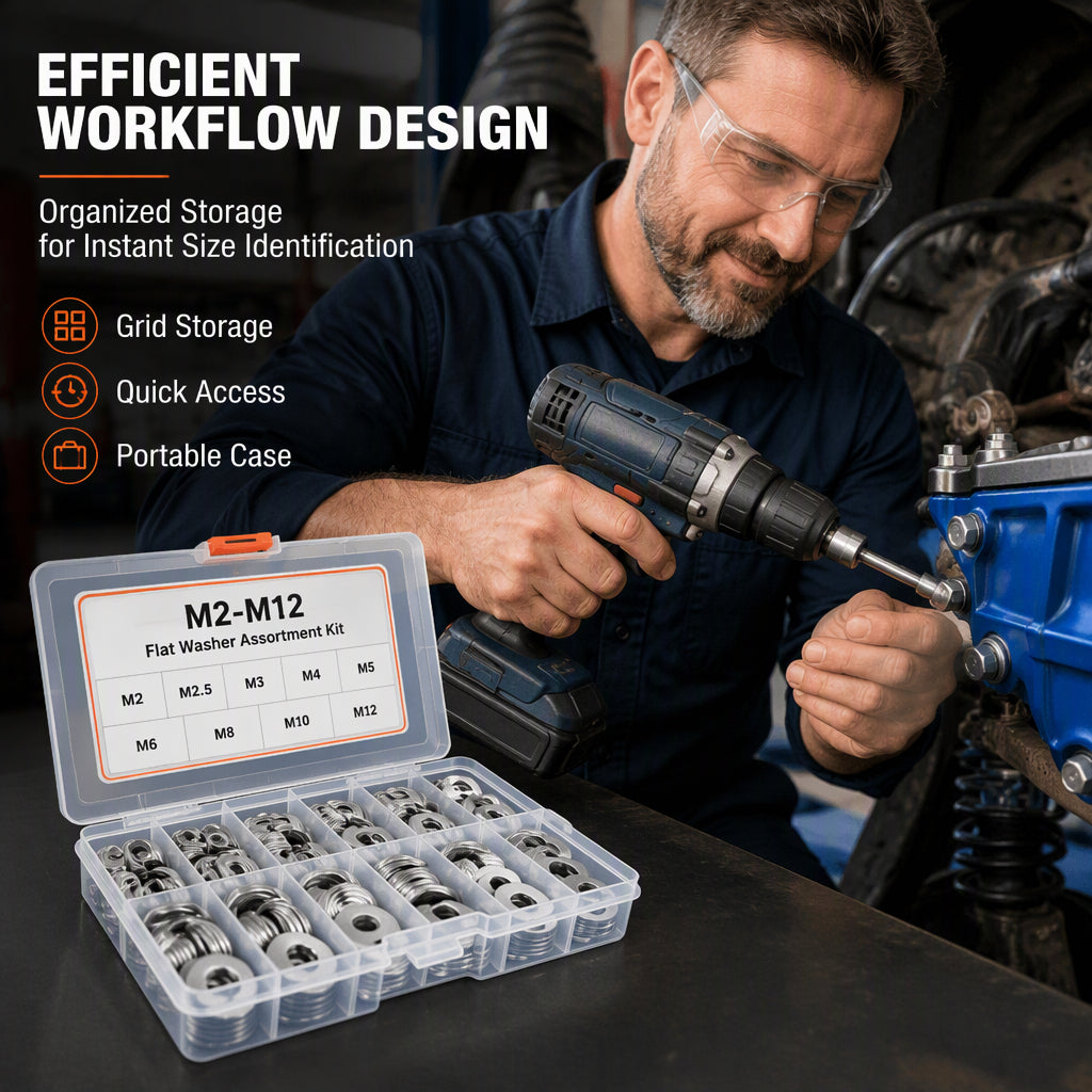 ⚙️Stainless Steel Washer Assortment Kit with Storage Box