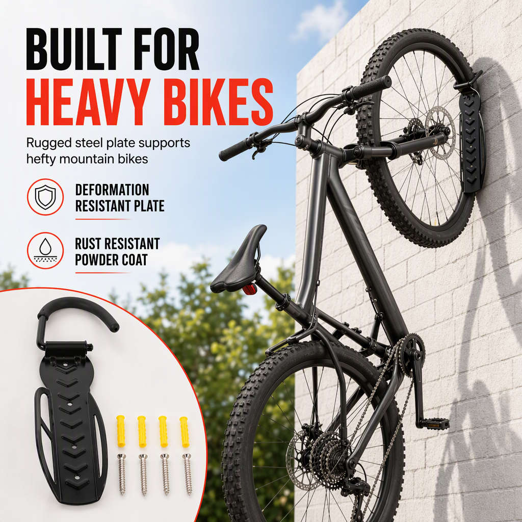 Adjustable Wall Mounted Bike Hanger Indoor Bicycle Storage Rack Hook for Mountain Bikes