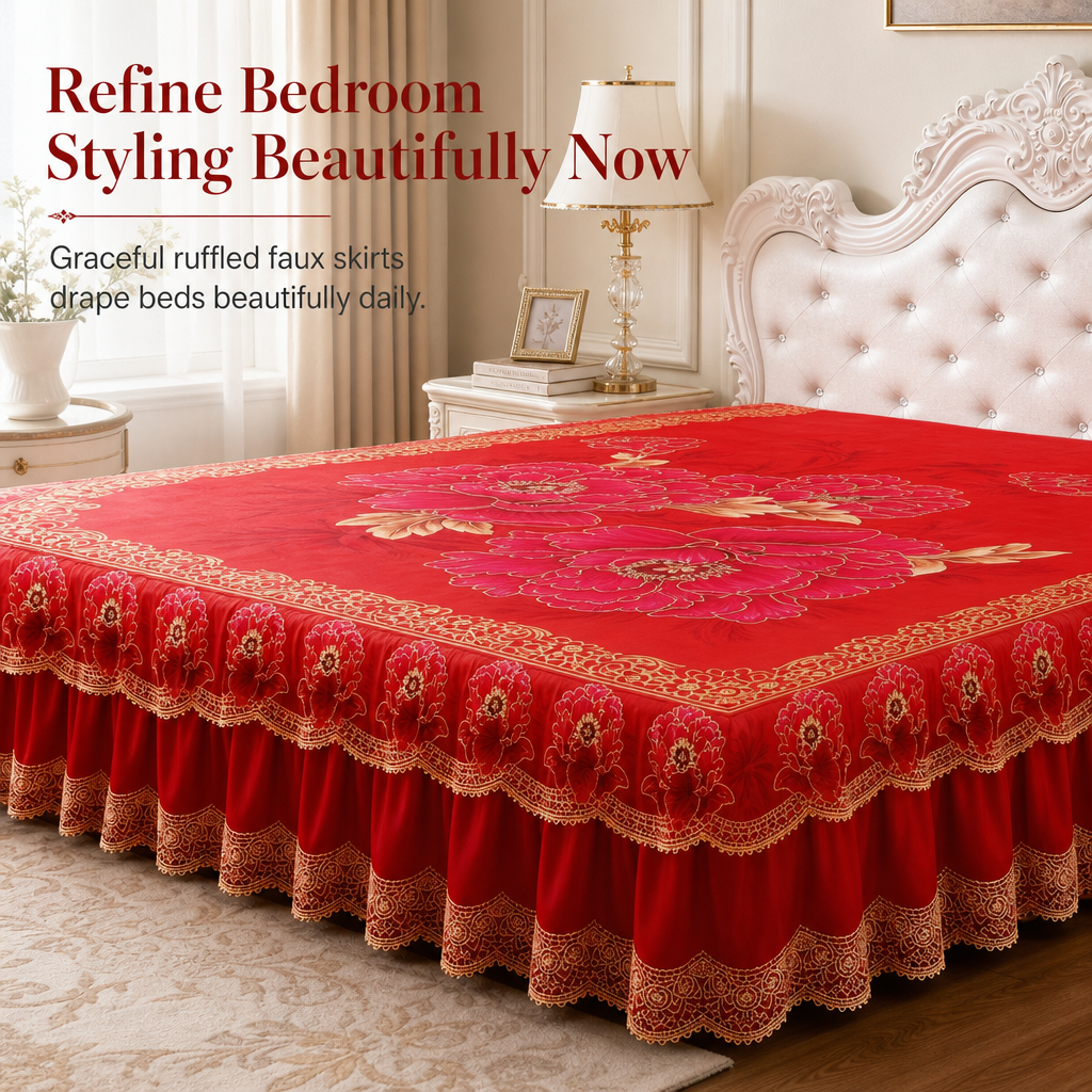 Thickened All Season Double Bed Flat Sheet Traditional Chinese Floral Print 2.3m x 2.3m