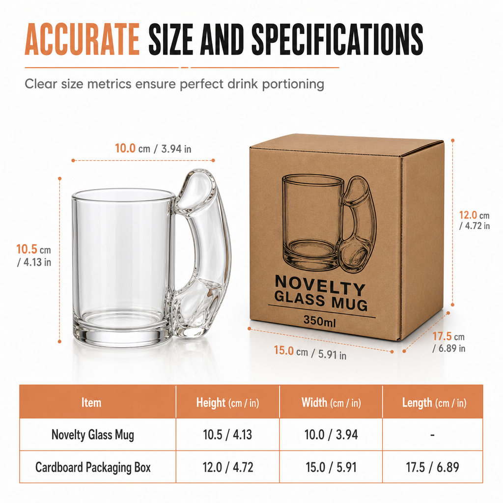 Novelty Glass Cup with S-Shaped Handle Funny Decorative Drinking Glass for Bar and Party