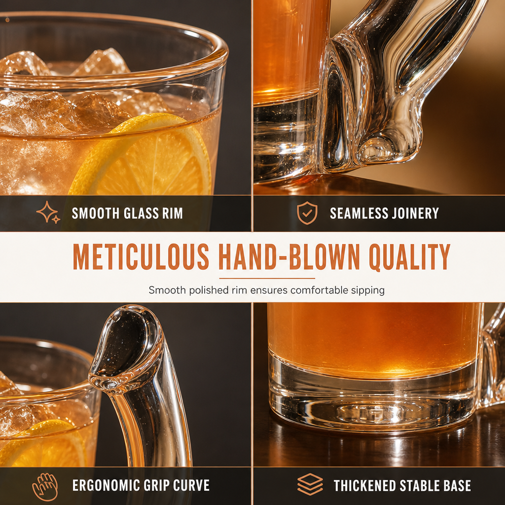 Novelty Glass Cup with S-Shaped Handle Funny Decorative Drinking Glass for Bar and Party