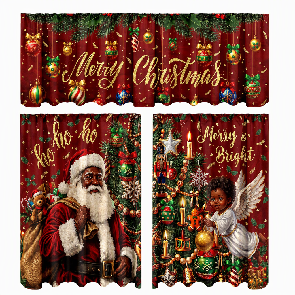 Christmas Kitchen Curtains Set
