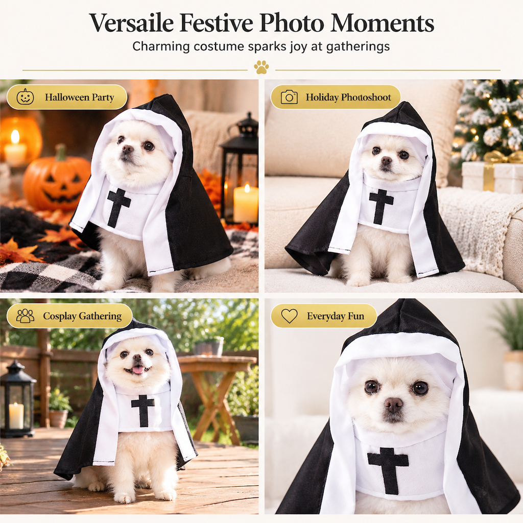⏳Limited-time 50% off⏰Funny Pet Nun Costume for Cats and Small Dogs Cosplay Outfit for Dress Up and Photo Props🐱✝️