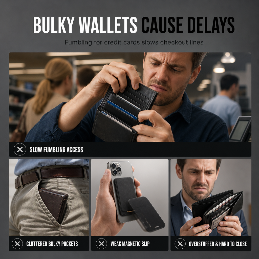 Smooth Leather Magnetic Phone Stand and Card Holder Wallet with Automatic Up Button and Elastic Band
