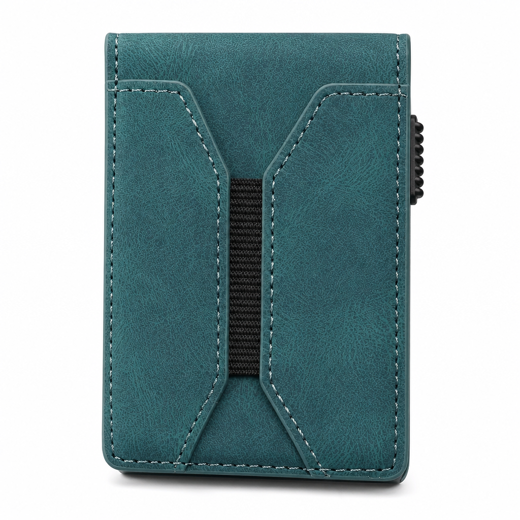 Smooth Leather Magnetic Phone Stand and Card Holder Wallet with Automatic Up Button and Elastic Band