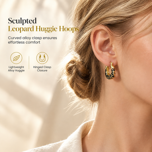 ⏳Time-Limited Special ⏰Vintage Leopard Print U Shaped Huggie Hoop Earrings for Women