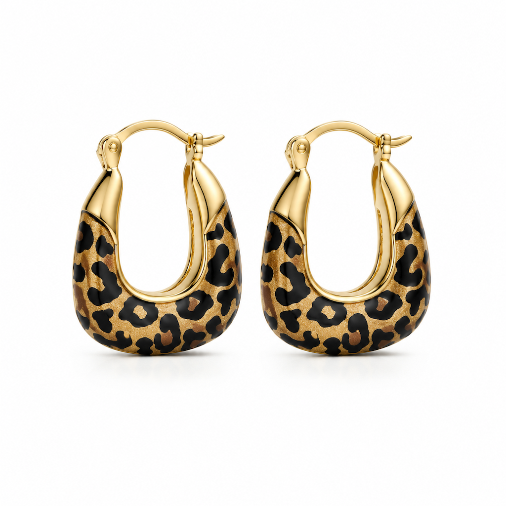 ⏳Time-Limited Special ⏰Vintage Leopard Print U Shaped Huggie Hoop Earrings for Women