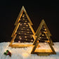 2PCS Tabletop Wooden Christmas Tree with LED Light