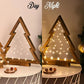 2PCS Tabletop Wooden Christmas Tree with LED Light