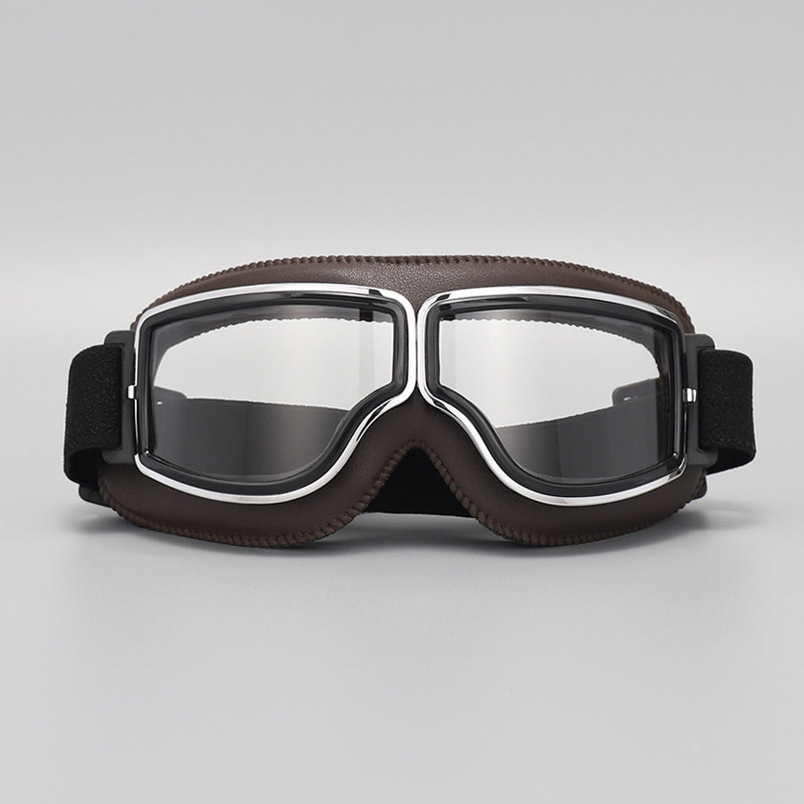 Retro Motorcycle Goggles Vintage Windproof Riding Glasses for Cruiser Helmet and Off-Road Dirt Bike