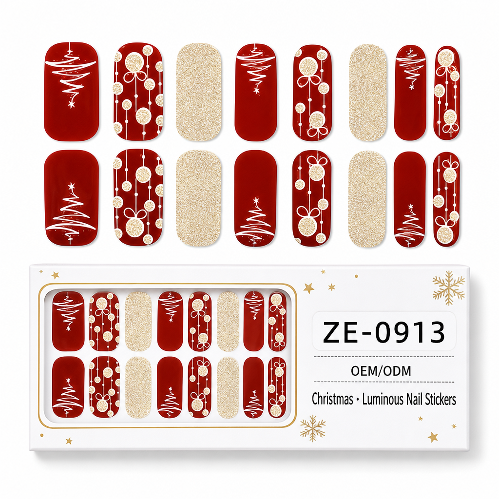 🎄 50% OFF! ✨ Christmas Glitter Nail Wraps – Waterproof, luminous & nail file included ✨