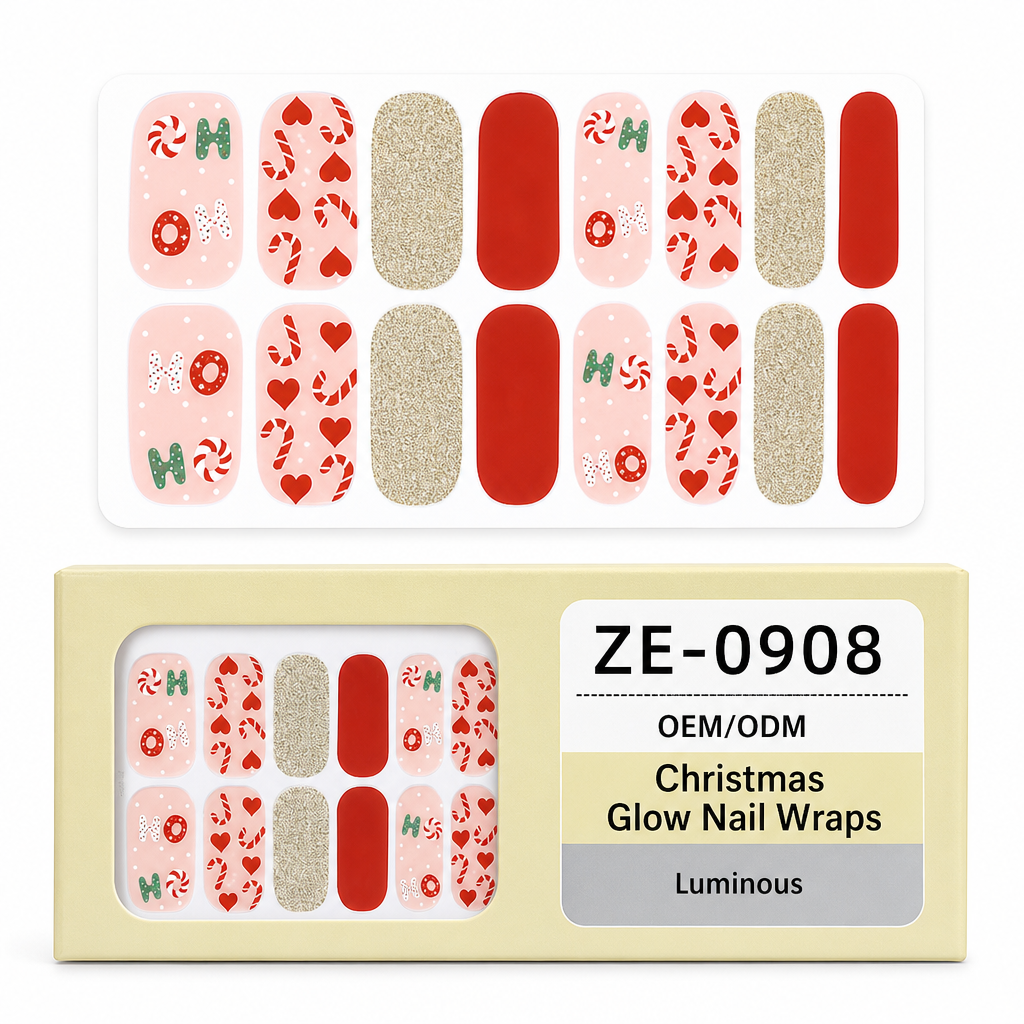🎄 50% OFF! ✨ Christmas Glitter Nail Wraps – Waterproof, luminous & nail file included ✨