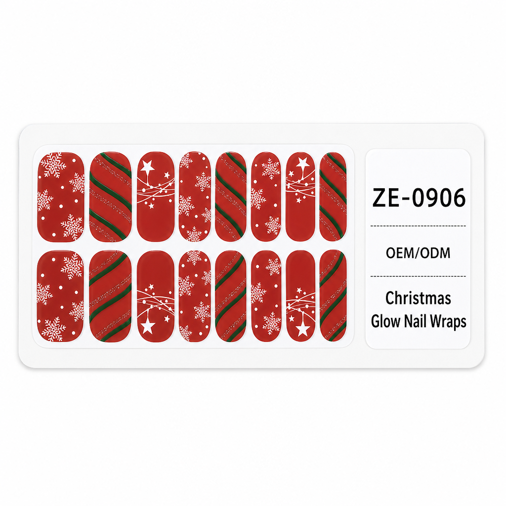🎄 50% OFF! ✨ Christmas Glitter Nail Wraps – Waterproof, luminous & nail file included ✨
