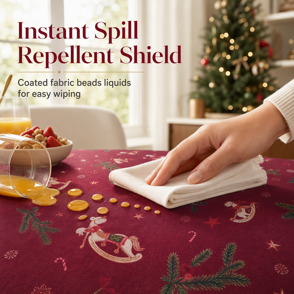 Printed Christmas Tablecloth Festive Holiday Party Table Cover for Home Decoration