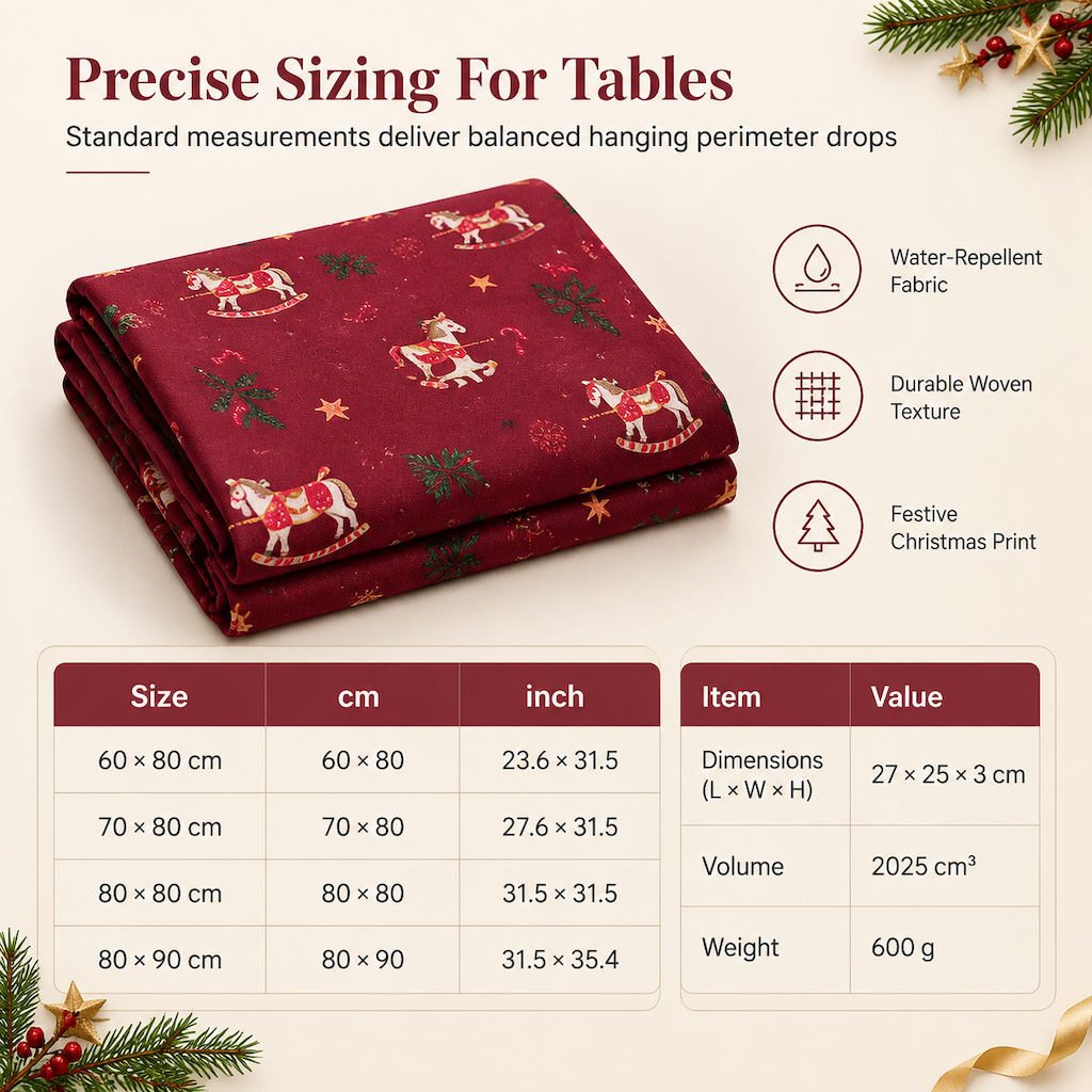Printed Christmas Tablecloth Festive Holiday Party Table Cover for Home Decoration