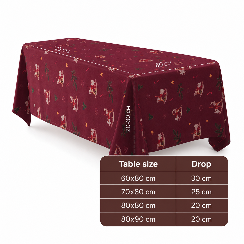 Printed Christmas Tablecloth Festive Holiday Party Table Cover for Home Decoration
