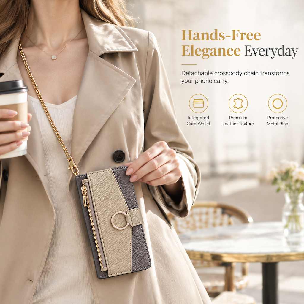 📱 50% OFF! ✨ Luxury Crossbody Wallet Phone Case with Card Slots & Kickstand 👛