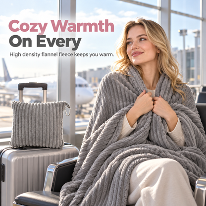 📢📢 50% OFF✈️ 2-in-1 Travel Pillow & Blanket – Soft Flannel Warmth & Easy Carry for Flights and Road Trips