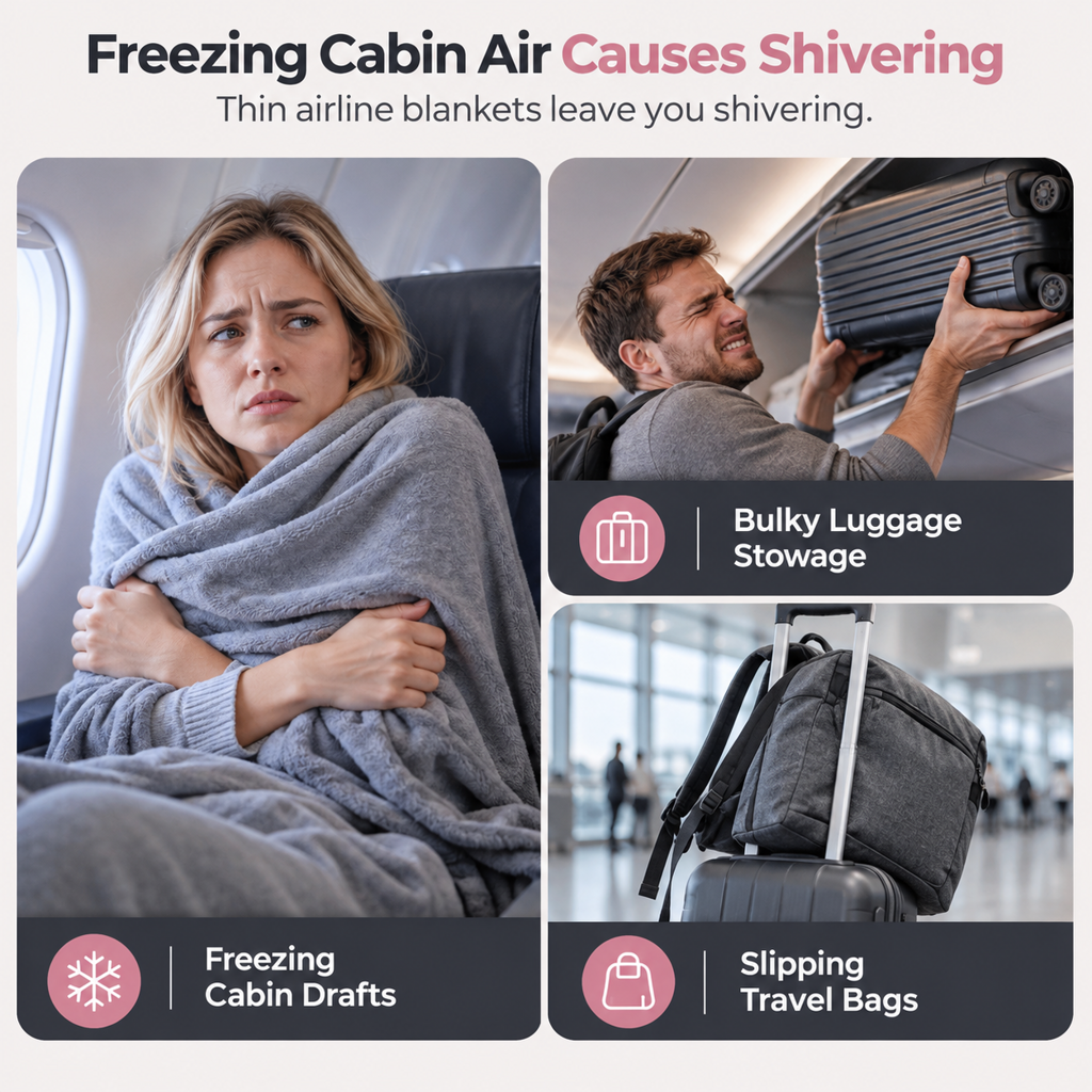 📢📢 50% OFF✈️ 2-in-1 Travel Pillow & Blanket – Soft Flannel Warmth & Easy Carry for Flights and Road Trips