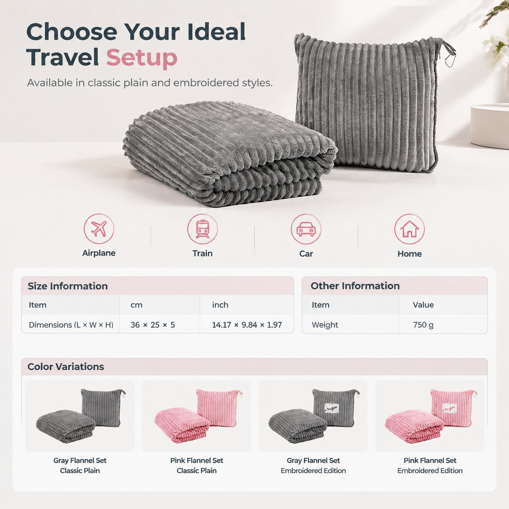 📢📢 50% OFF✈️ 2-in-1 Travel Pillow & Blanket – Soft Flannel Warmth & Easy Carry for Flights and Road Trips