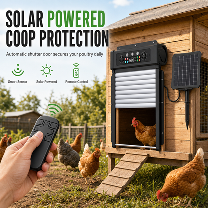 🔥50% OFF!!📢🐔 Solar Powered Automatic Chicken Coop Door – Remote Control & Anti-Pinch Protection, Make Daily Coop Opening Easier for Poultry Owners ✨