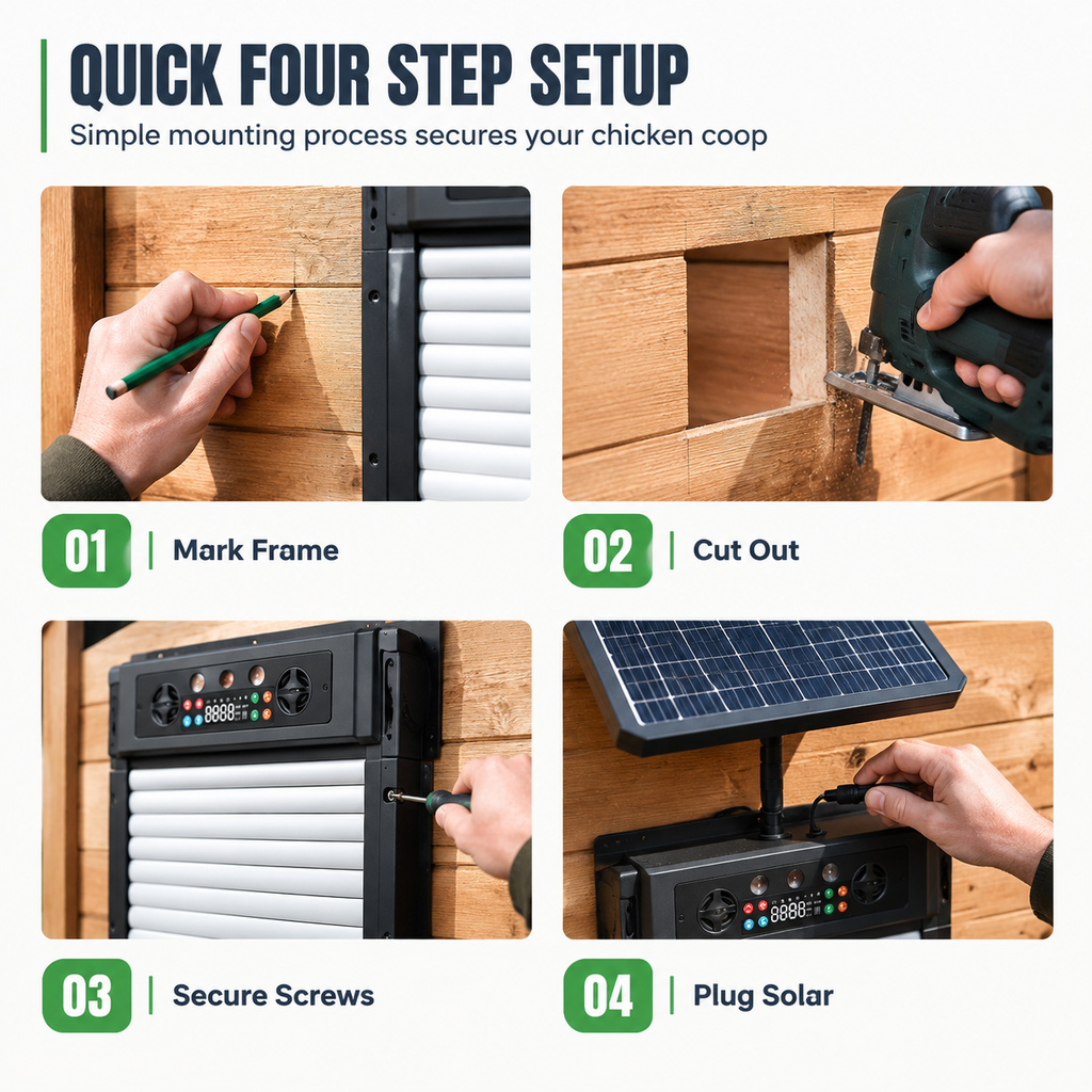 🔥50% OFF!!📢🐔 Solar Powered Automatic Chicken Coop Door – Remote Control & Anti-Pinch Protection, Make Daily Coop Opening Easier for Poultry Owners ✨