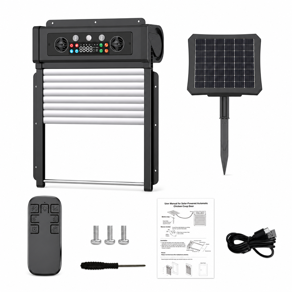 🔥50% OFF!!📢🐔 Solar Powered Automatic Chicken Coop Door – Remote Control & Anti-Pinch Protection, Make Daily Coop Opening Easier for Poultry Owners ✨
