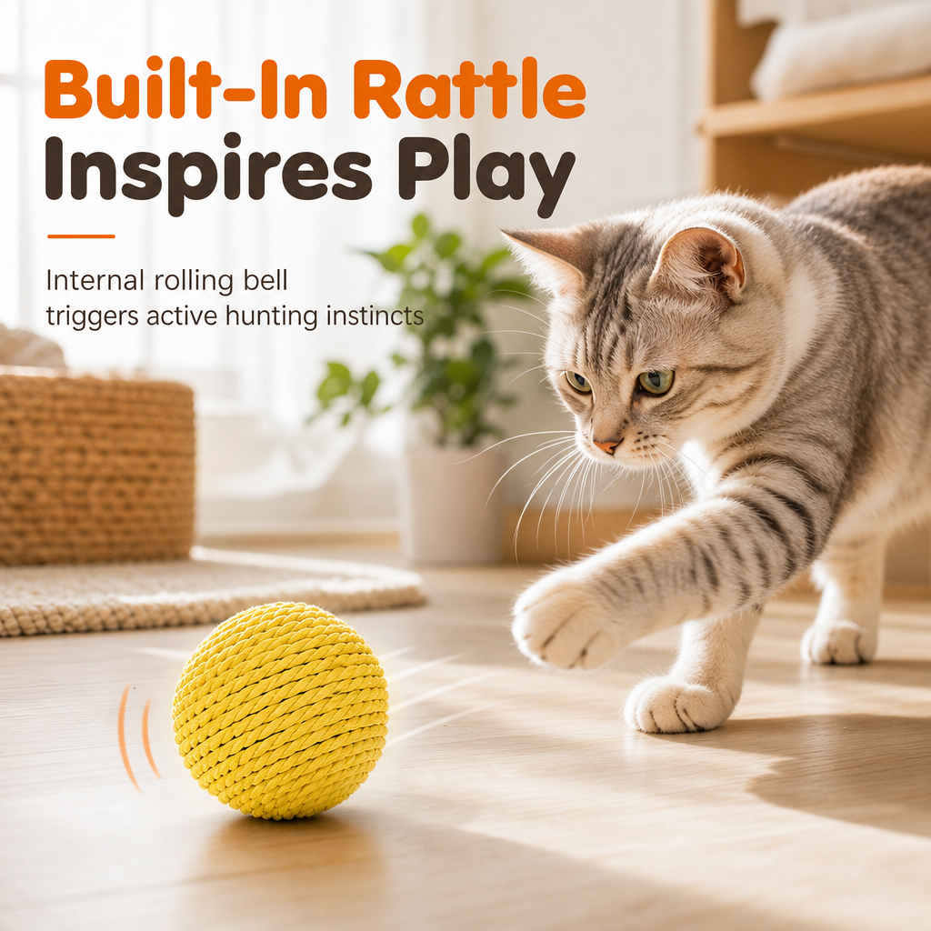 🐱 50% OFF! 🧶 Bite-Resistant Sisal Ball – Durable play for cats & kittens ✨