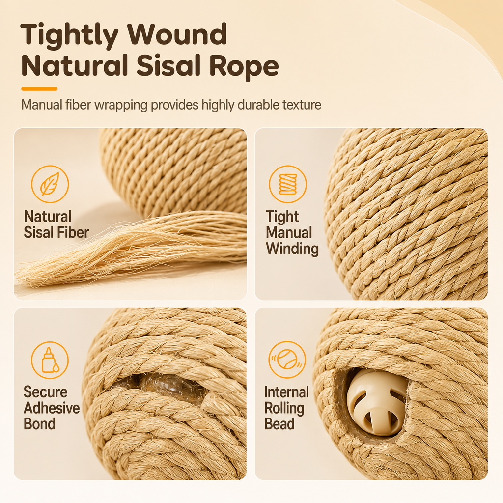 🐱 50% OFF! 🧶 Bite-Resistant Sisal Ball – Durable play for cats & kittens ✨