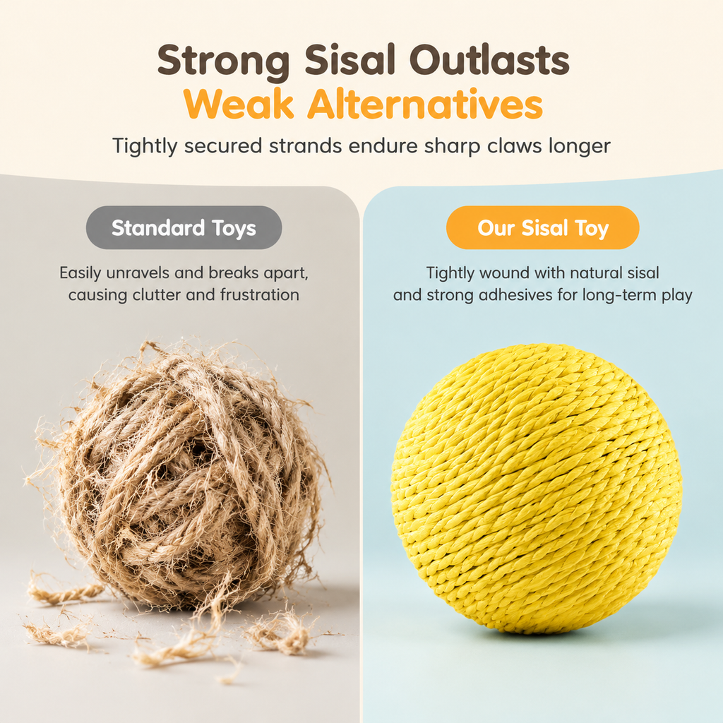 🐱 50% OFF! 🧶 Bite-Resistant Sisal Ball – Durable play for cats & kittens ✨