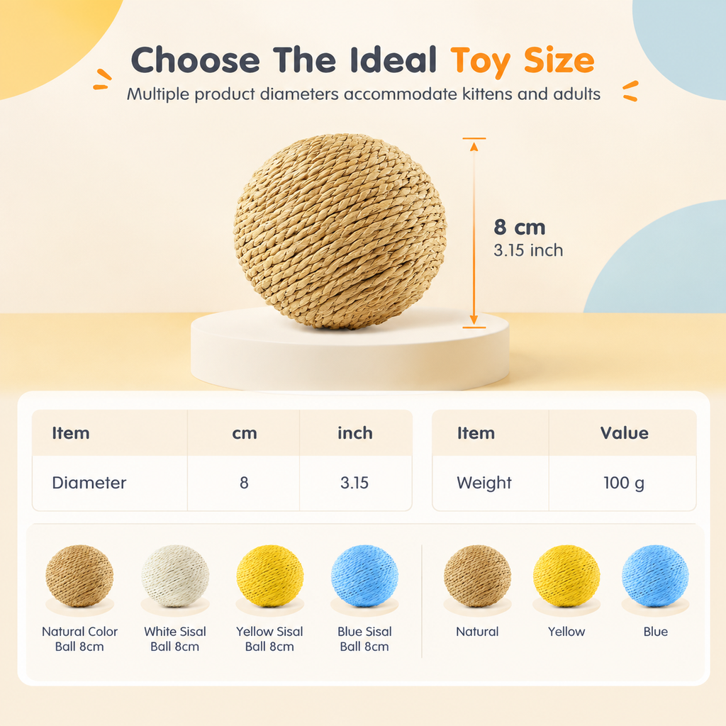 🐱 50% OFF! 🧶 Bite-Resistant Sisal Ball – Durable play for cats & kittens ✨