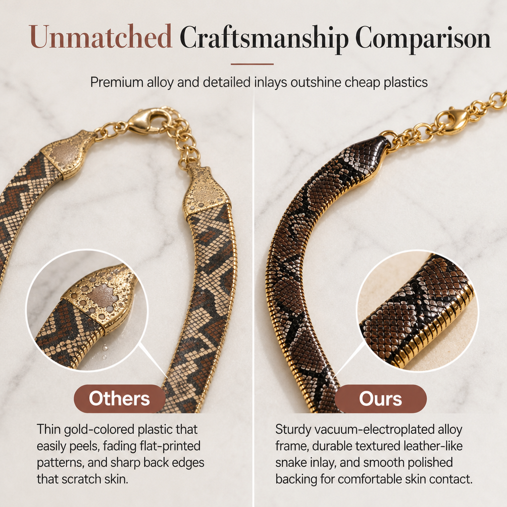 🐍✨Vintage Snake Pattern Geometric Link Bold Statement Clavicle Chain Jewelry