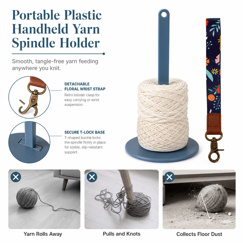 📢📢50% OFF !! ⏰Portable Plastic Handheld Yarn Holder with Wrist Strap for Knitting and Crocheting Travel Yarn Storage Dispenser