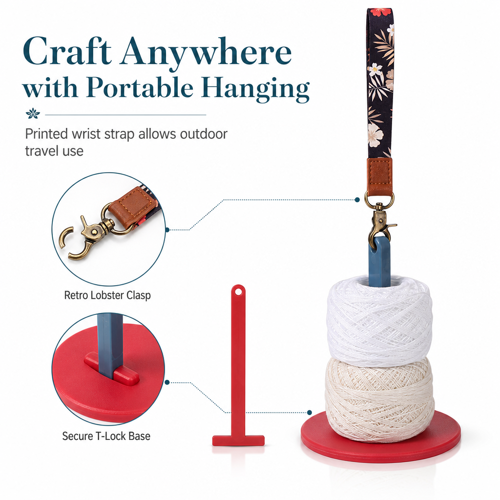 📢📢50% OFF !! ⏰Portable Plastic Handheld Yarn Holder with Wrist Strap for Knitting and Crocheting Travel Yarn Storage Dispenser