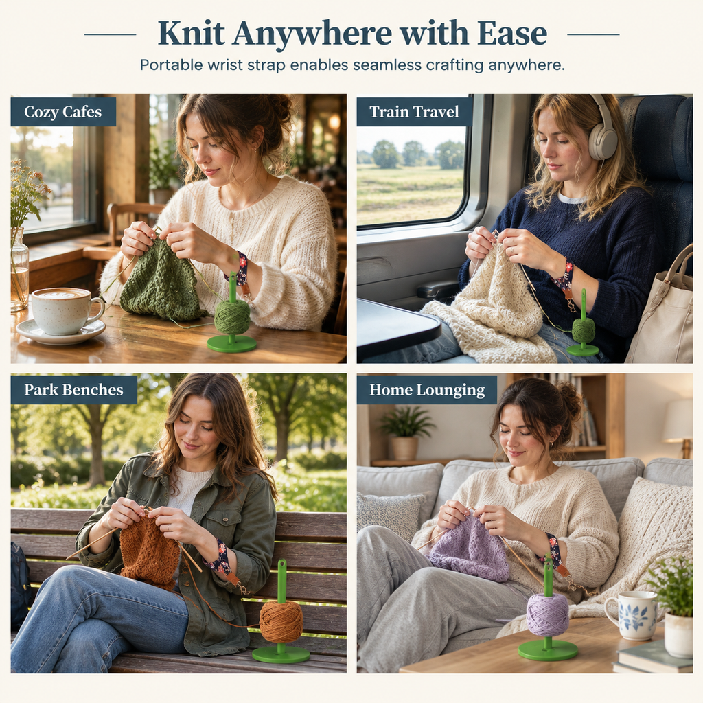 📢📢50% OFF !! ⏰Portable Plastic Handheld Yarn Holder with Wrist Strap for Knitting and Crocheting Travel Yarn Storage Dispenser