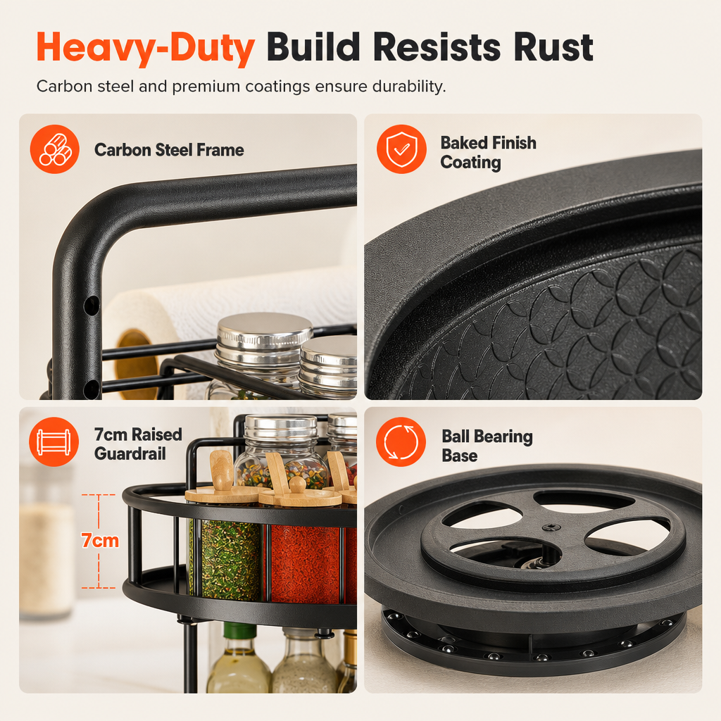 🔥50% OFF!!📢🌀 Rotating Spice Rack Organiser – 360° Spinning Condiment Holder for Kitchen Countertops ✨