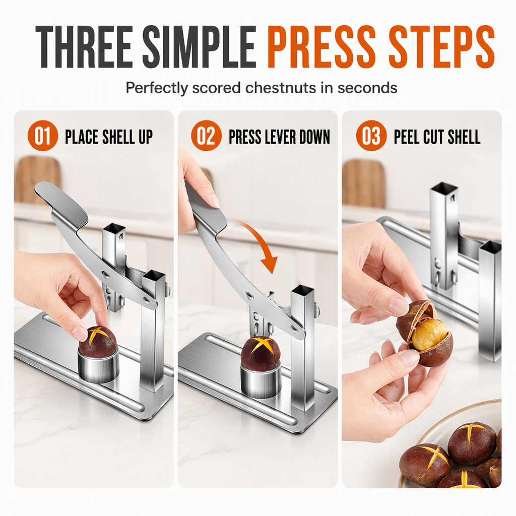 🌰 50% OFF! 🔧 Stainless Steel Nut Cracker – Lever press & cross scoring ✨