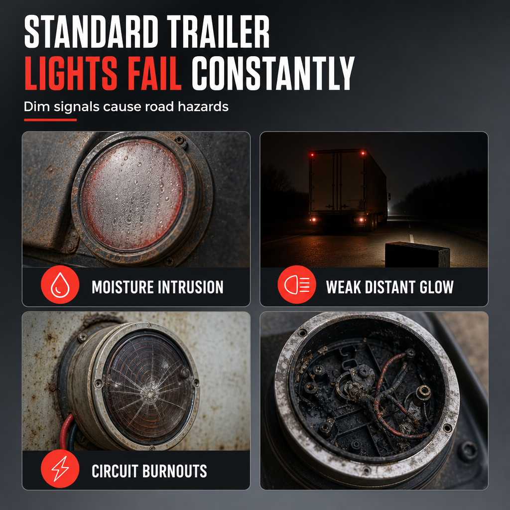 1 Pair of 4 Inch Round LED Tail Lights 12V 24V Turn Signal Brake Lights for Trucks and Trailers