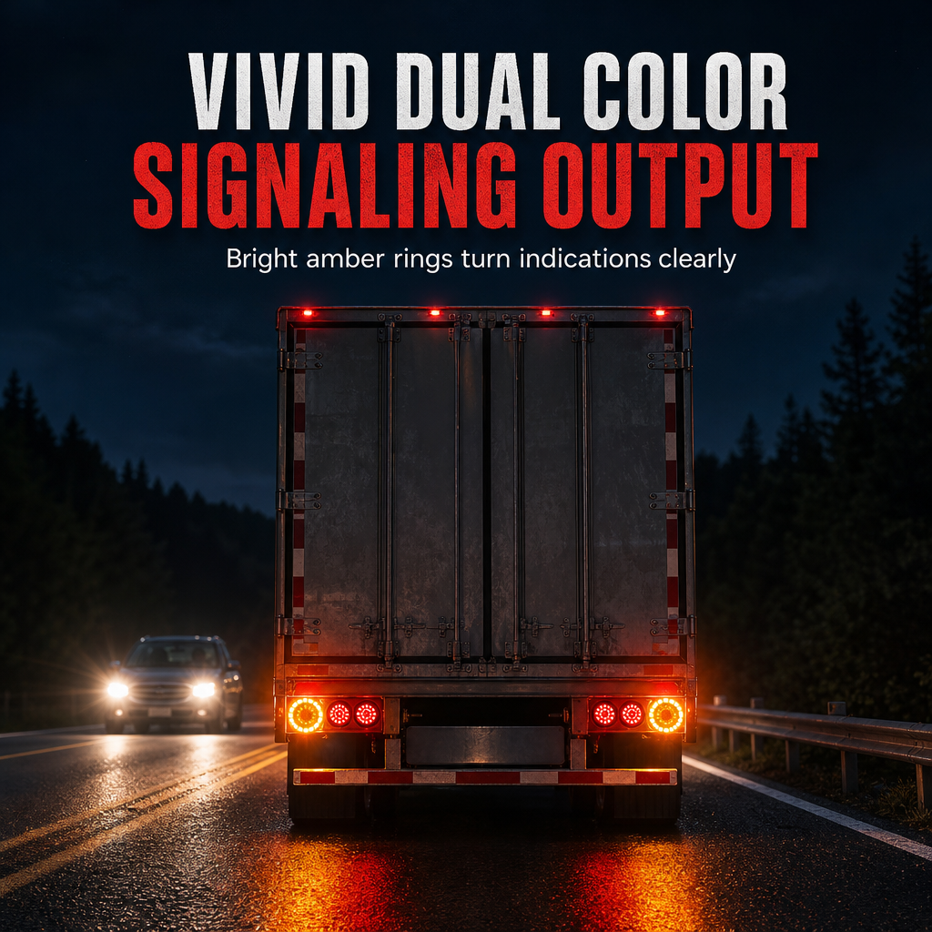 1 Pair of 4 Inch Round LED Tail Lights 12V 24V Turn Signal Brake Lights for Trucks and Trailers
