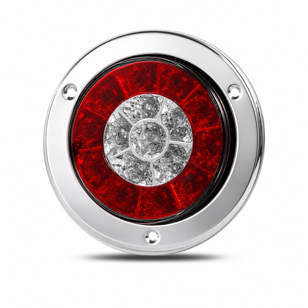 1 Pair of 4 Inch Round LED Tail Lights 12V 24V Turn Signal Brake Lights for Trucks and Trailers