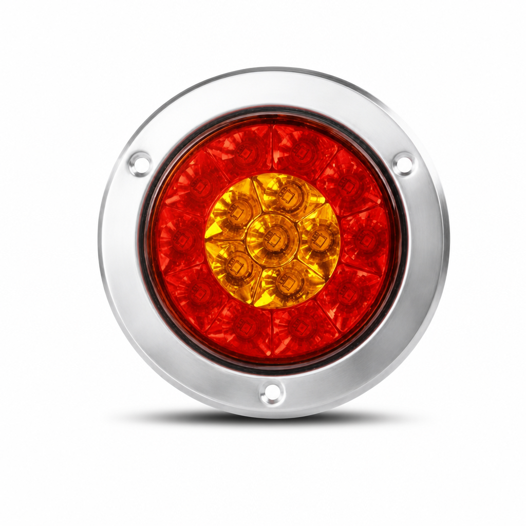 1 Pair of 4 Inch Round LED Tail Lights 12V 24V Turn Signal Brake Lights for Trucks and Trailers