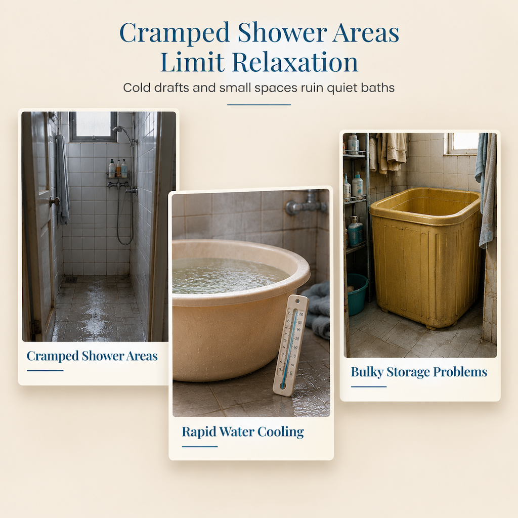 Portable Folding Bathtub for Adults Large Thickened Insulated Soaking Tub with Cushion and Drain Pipe